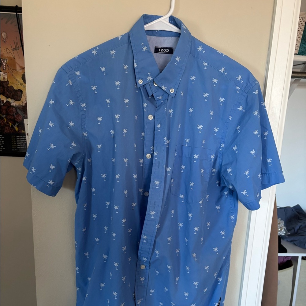 Izod Men's Blue Shirt with White Pattern
